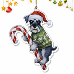 Schnauzer Christmas Ornament |Schnauzer Hugging Candy Cane Gifts 2D Flat Acrylic Ornament - Christmas Tree Decoration, Dog Lovers Gifts for Women, Men 2025
