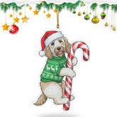 Goldendoodle Hugging Candy Cane Ornament 2D Flat Acrylic Ornament - Christmas Tree Decoration, Gifts for Dog Lovers 2025