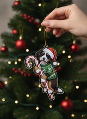 Bernedoodle Christmas Ornament | Bernedoodle Hugging Candy Cane Ornament 2D Flat Acrylic Ornament | Christmas Tree Decoration, Gifts for Dog Lovers 2025