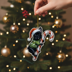 Black French Bulldog Hugging Candy Cane French Bulldog Gifts 2D Flat Acrylic Ornament - Christmas Tree Decoration, Gifts for Dog Lovers 2025