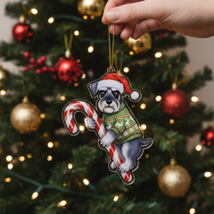 Schnauzer Christmas Ornament |Schnauzer Hugging Candy Cane Gifts 2D Flat Acrylic Ornament - Christmas Tree Decoration, Dog Lovers Gifts for Women, Men 2025