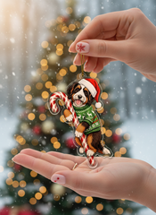 Bernedoodle Christmas Ornament | Bernedoodle Hugging Candy Cane Ornament 2D Flat Acrylic Ornament | Christmas Tree Decoration, Gifts for Dog Lovers 2025