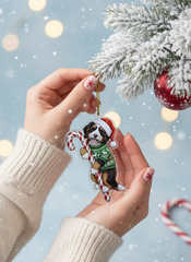 Bernedoodle Christmas Ornament | Bernedoodle Hugging Candy Cane Ornament 2D Flat Acrylic Ornament | Christmas Tree Decoration, Gifts for Dog Lovers 2025