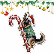 German Shepherd Hugging Candy Cane Ornament 2D Flat Acrylic Ornament - Christmas Tree Decoration, Gifts for Dog Lovers 2025