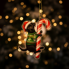 Black Lab Hugging Candy Cane Ornament 2D Flat Acrylic Ornament - Christmas Tree Decoration, Gifts for Dog Lovers 2025