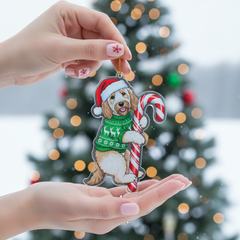 Goldendoodle Hugging Candy Cane Ornament 2D Flat Acrylic Ornament - Christmas Tree Decoration, Gifts for Dog Lovers 2025