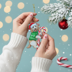 Goldendoodle Hugging Candy Cane Ornament 2D Flat Acrylic Ornament - Christmas Tree Decoration, Gifts for Dog Lovers 2025