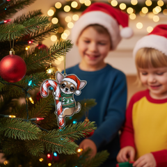 Chihuahua Hugging Candy Cane Ornament 2D Flat Acrylic Ornament - Christmas Tree Decoration, Gifts for Dog Lovers 2025